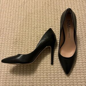 Neiman Marcus black leather pumps